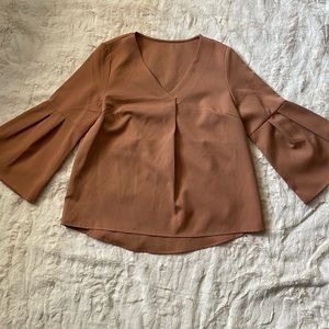 Cognac Bell-Sleeved Blouse